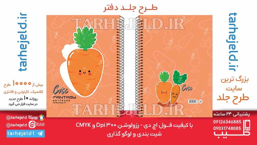 دانلود طرح لایه باز جلد دفتر فانتزی هویج کد06486