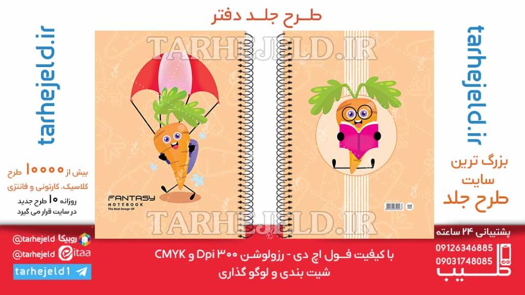 دانلود طرح لایه باز جلد دفتر فانتزی هویج کد06488