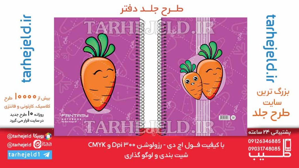 دانلود طرح لایه باز جلد دفتر فانتزی هویج کد06490