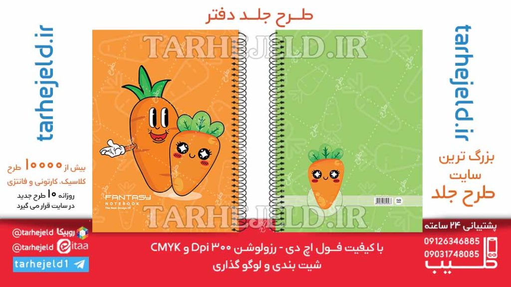 دانلود طرح لایه باز جلد دفتر فانتزی هویج کد06491