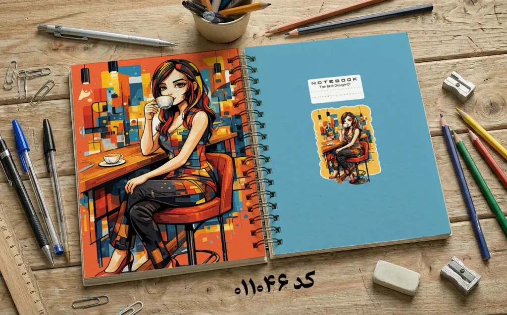 دانلود طرح لایه باز جلد دفتر مشق کلاسیک کد 011046