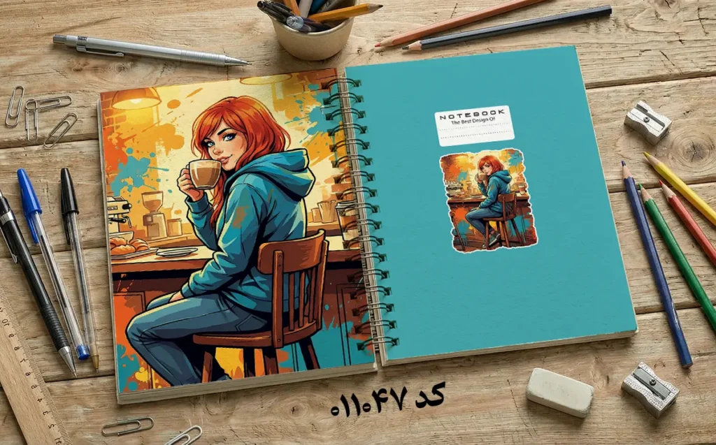 دانلود طرح لایه باز جلد دفتر مشق کلاسیک کد 011047