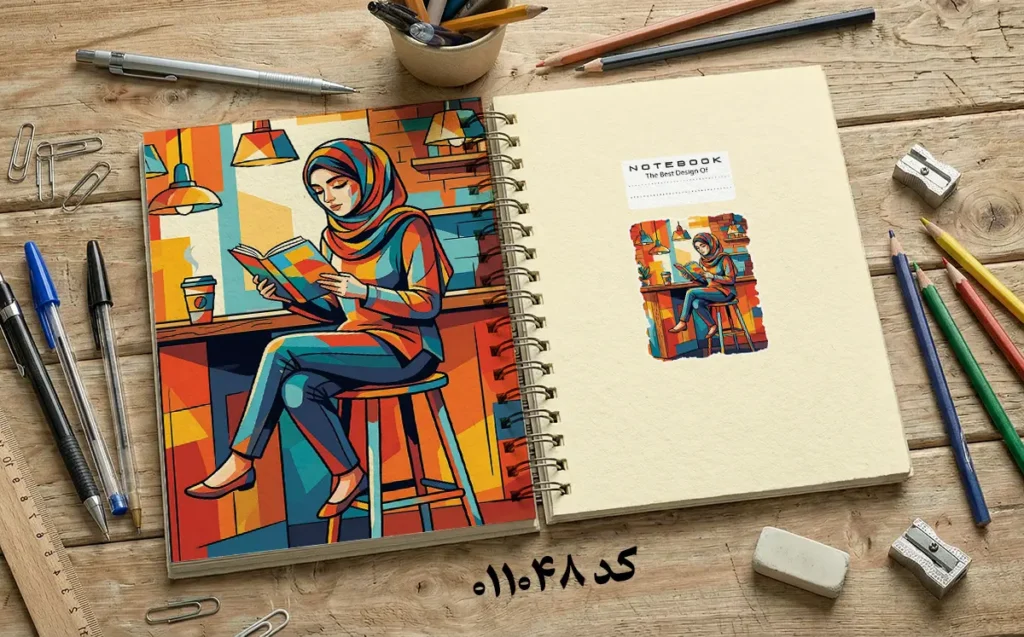 دانلود طرح لایه باز جلد دفتر مشق کلاسیک کد 011048