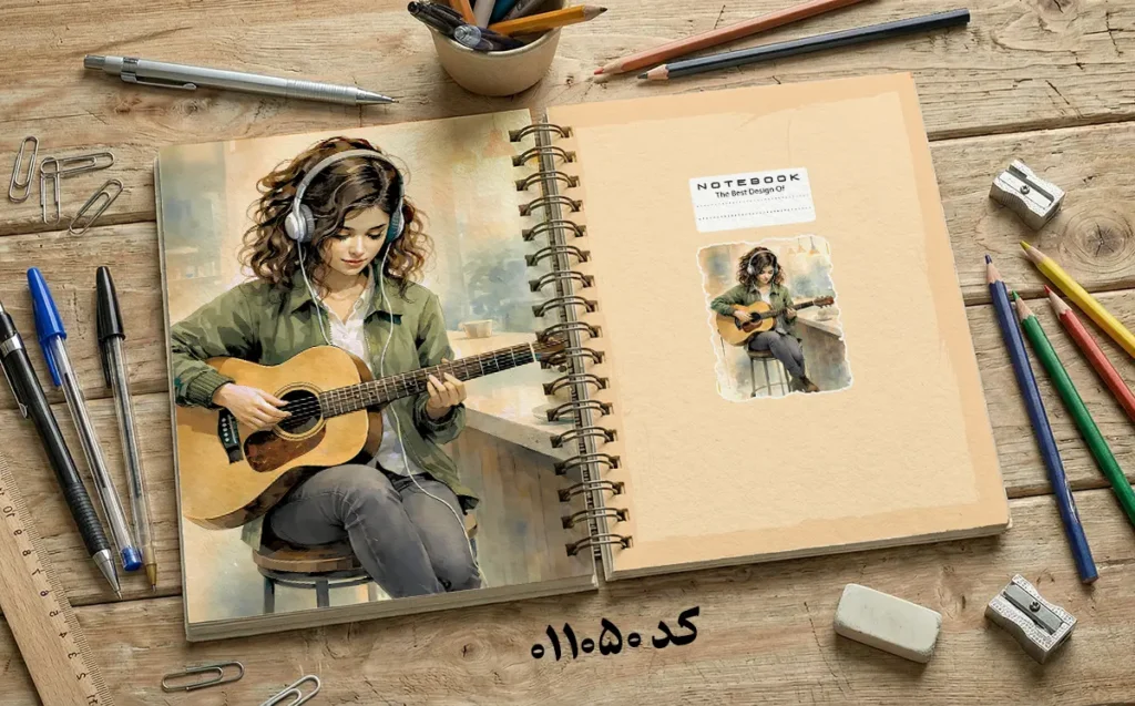 دانلود طرح لایه باز جلد دفتر مشق کلاسیک کد 011050