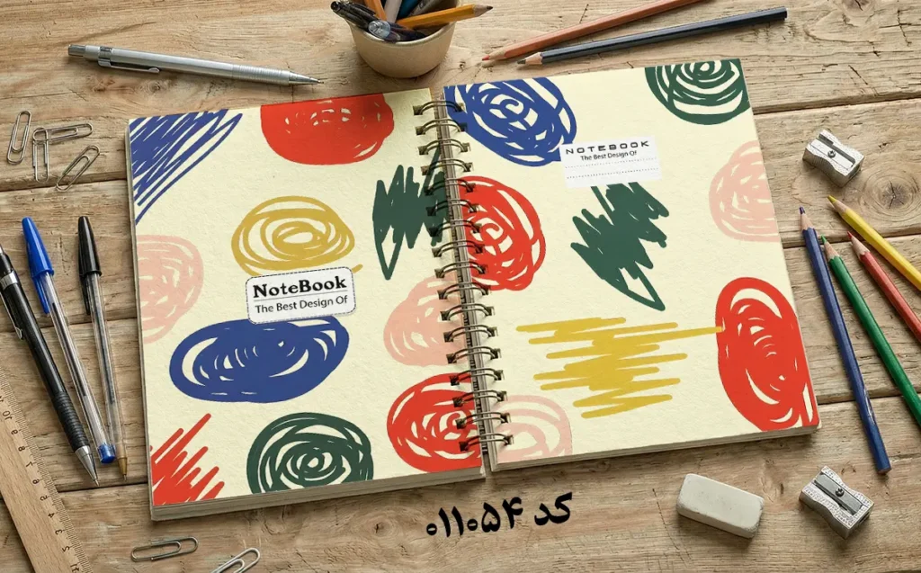 دانلود طرح لایه باز جلد دفتر مشق کلاسیک کد 011054