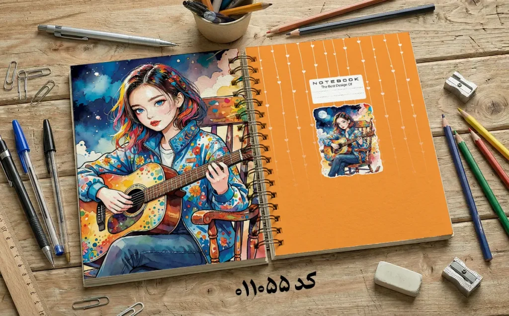 دانلود طرح لایه باز جلد دفتر مشق کلاسیک کد 011055