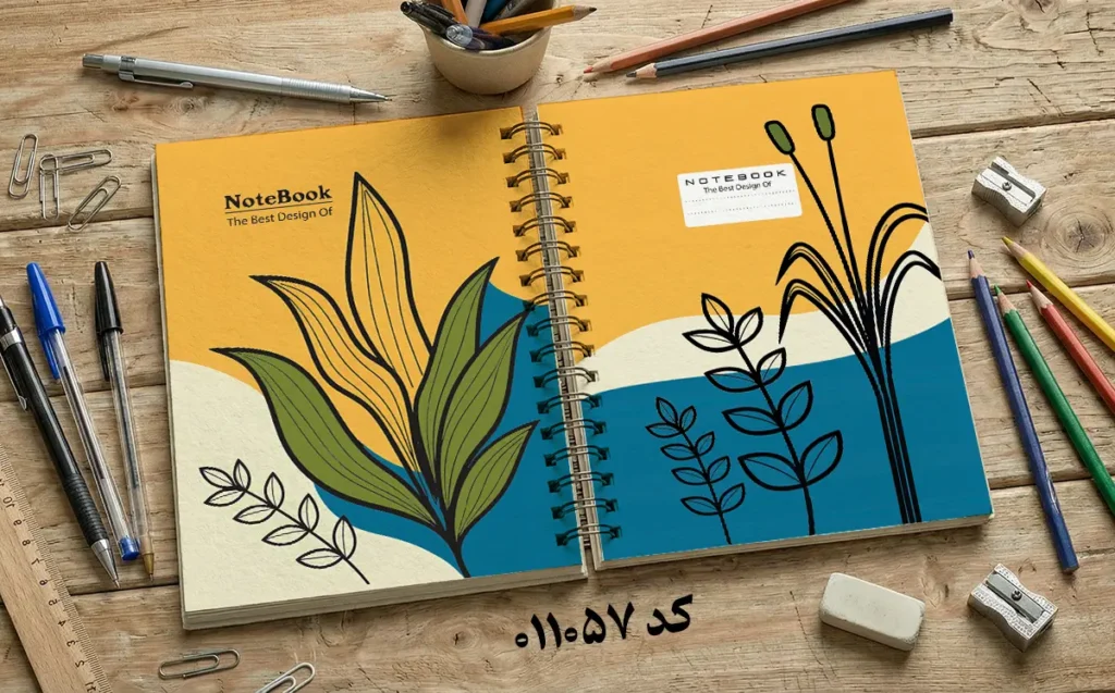 دانلود طرح لایه باز جلد دفتر مشق کلاسیک کد 011057