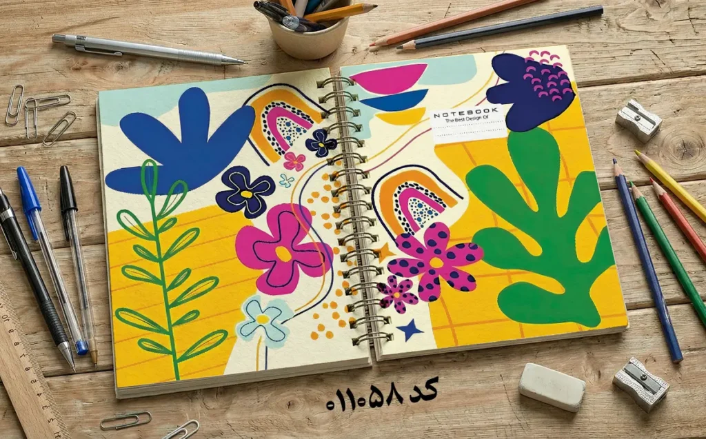 دانلود طرح لایه باز جلد دفتر مشق کلاسیک کد 011058