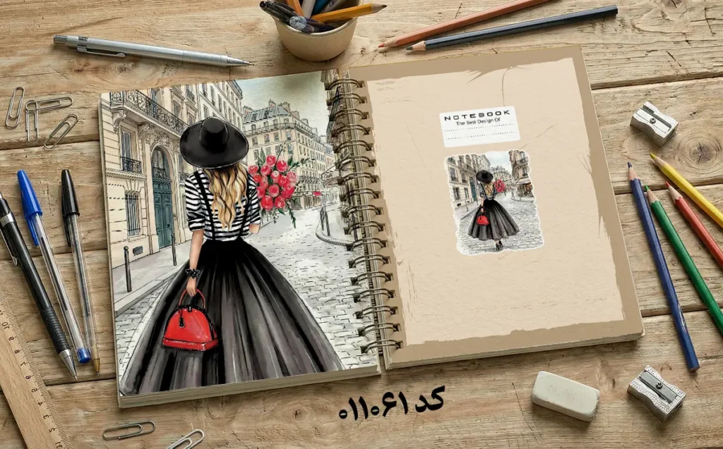 دانلود طرح لایه باز جلد دفتر مشق کلاسیک کد 011061