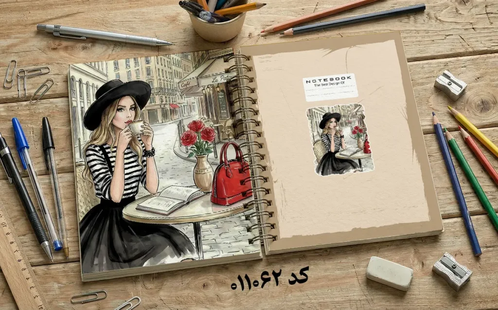 دانلود طرح لایه باز جلد دفتر مشق کلاسیک کد 011062