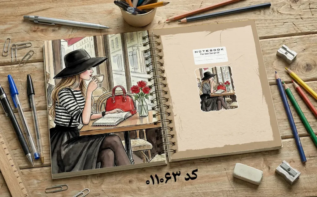دانلود طرح لایه باز جلد دفتر مشق کلاسیک کد 011063