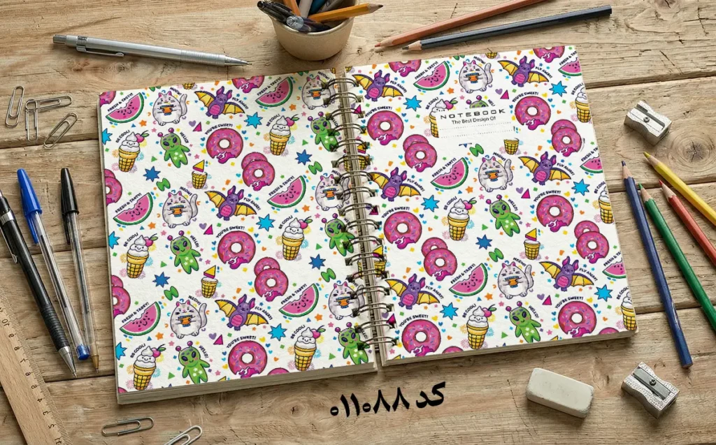 دانلود طرح لایه باز جلد دفتر مشق کلاسیک کد 011088