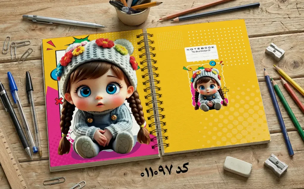 دانلود طرح لایه باز جلد دفتر مشق فانتزی کد 011097