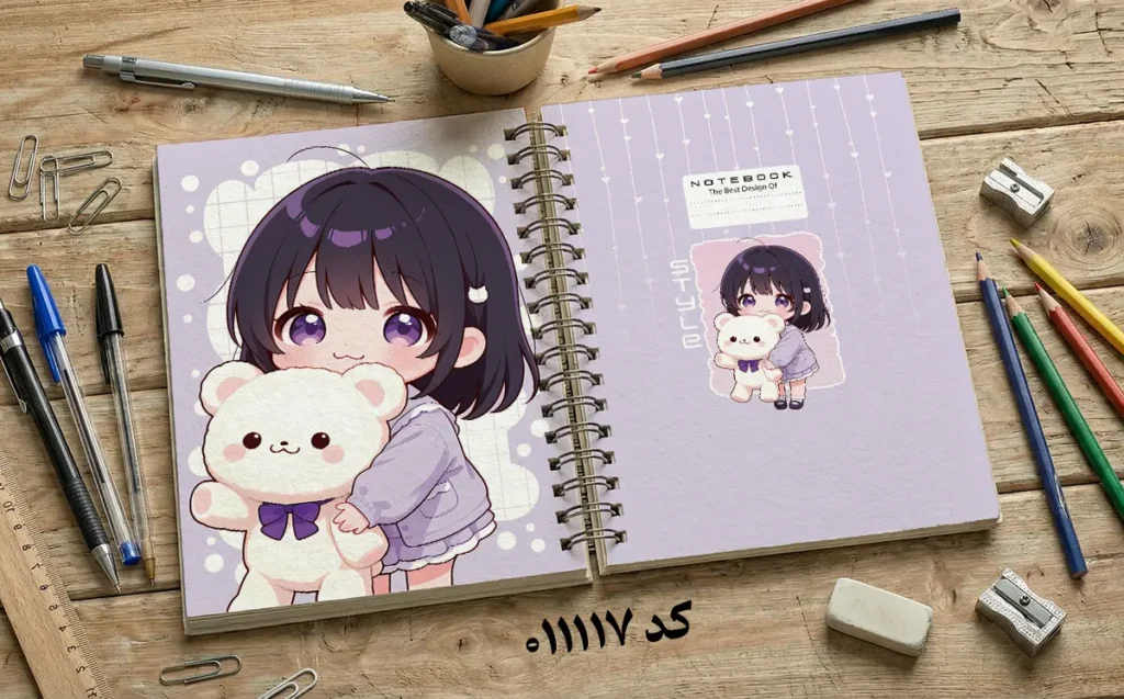 دانلود طرح لایه باز جلد دفتر مشق فانتزی کد 011117