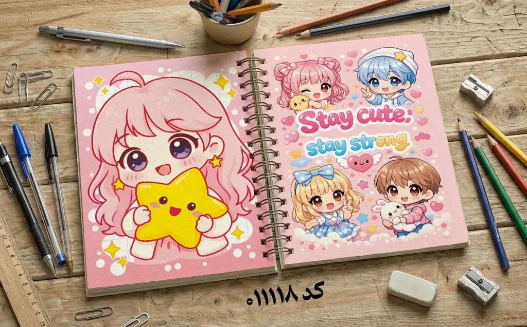 دانلود طرح لایه باز جلد دفتر مشق فانتزی کد 011118