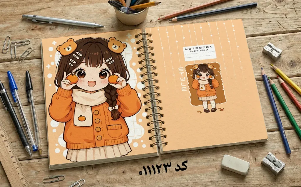 دانلود طرح لایه باز جلد دفتر مشق فانتزی کد 011123