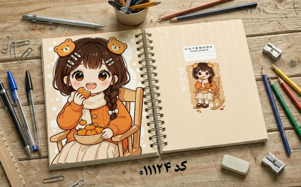 دانلود طرح لایه باز جلد دفتر مشق فانتزی کد 011124