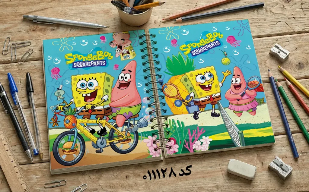 دانلود طرح لایه باز جلد دفتر مشق باب اسفنجی کد 011128