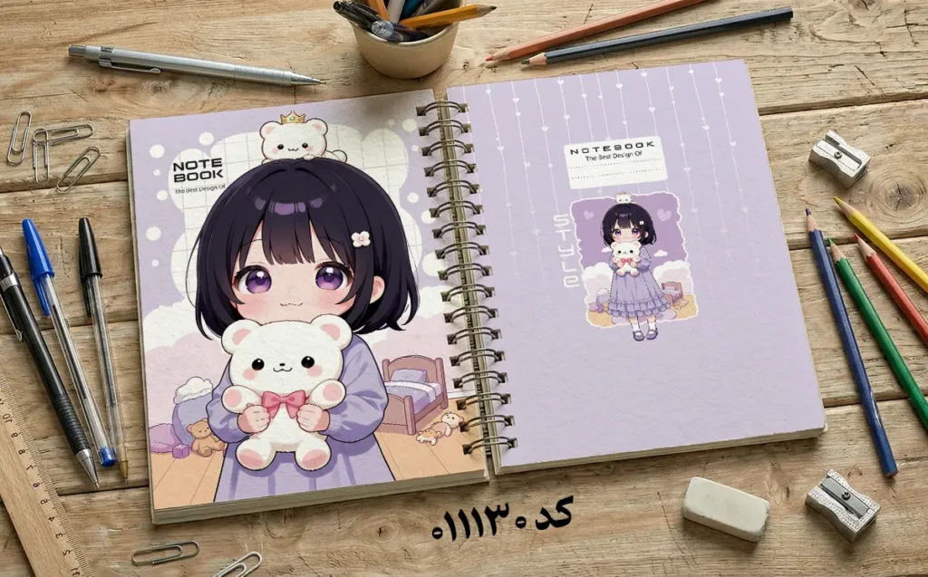 دانلود طرح لایه باز جلد دفتر مشق فانتزی کد 011130