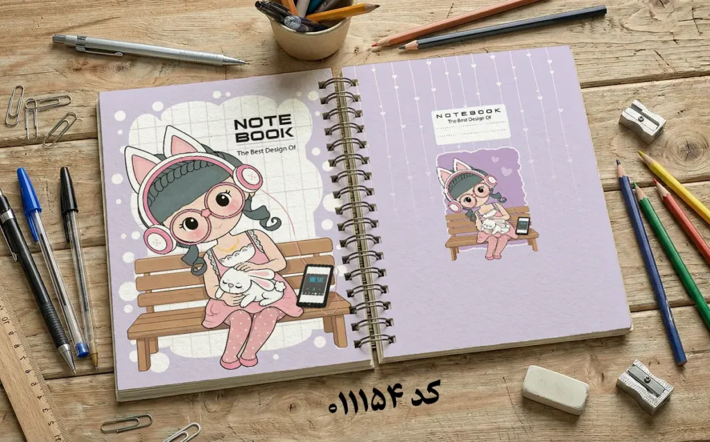 دانلود طرح لایه باز جلد دفتر مشق فانتزی 011154