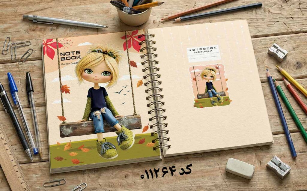 طرح لایه باز جلد دفتر مشق فانتزی عروسکی کد 011264