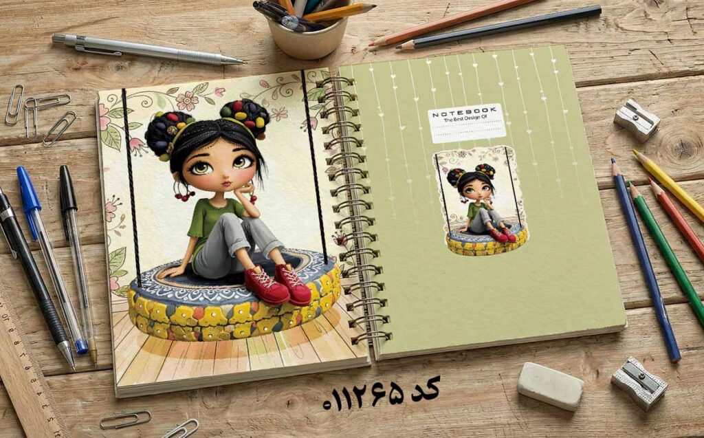طرح لایه باز جلد دفتر مشق فانتزی عروسکی کد 011265