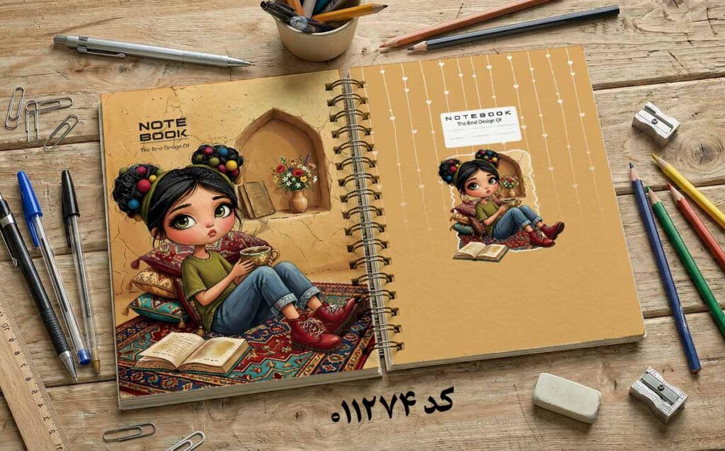 دانلود طرح لایه باز جلد دفتر مشق کلاسیک کد 011274