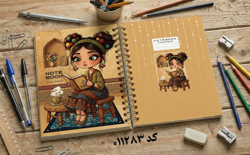 دانلود طرح لایه باز جلد دفتر مشق کلاسیک کد 011283