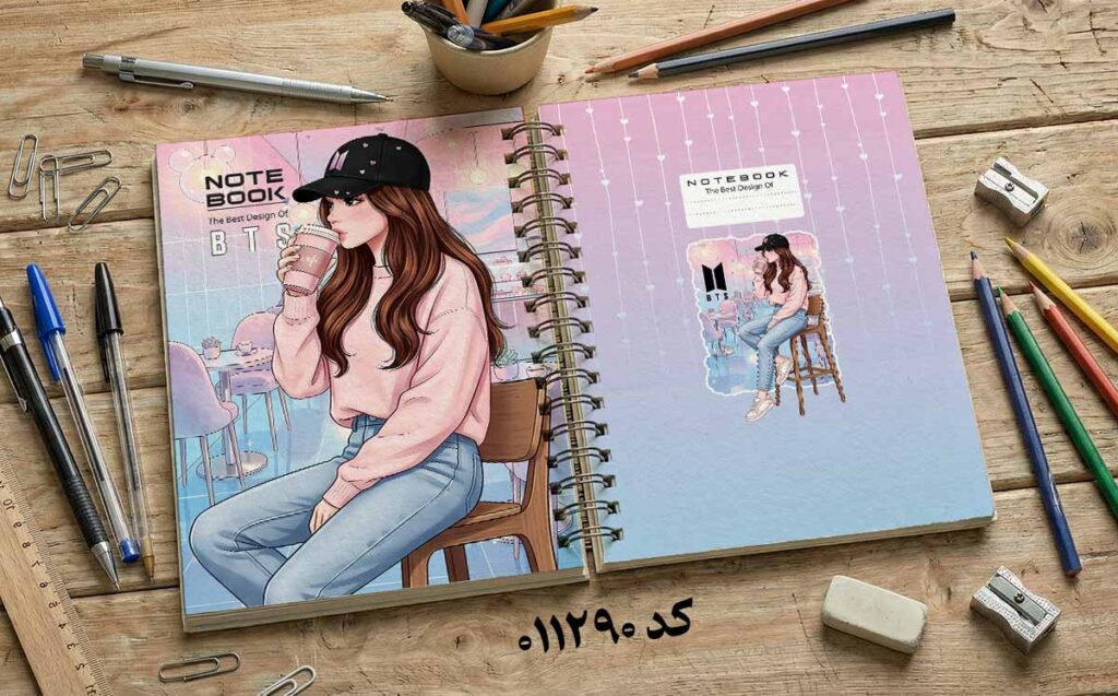 دانلود طرح لایه باز جلد دفتر مشق فانتزی BTS کد 011290