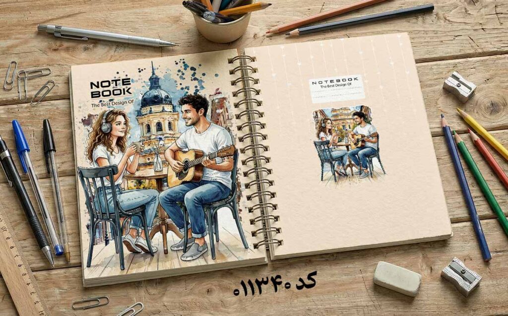 دانلود طرح لایه باز جلد دفتر مشق کلاسیک کد 011340