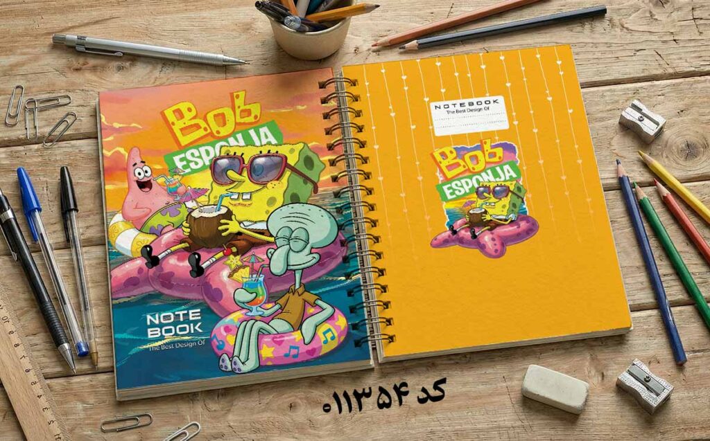 دانلود طرح لایه باز جلد دفتر مشق باب اسفنجی کد011354