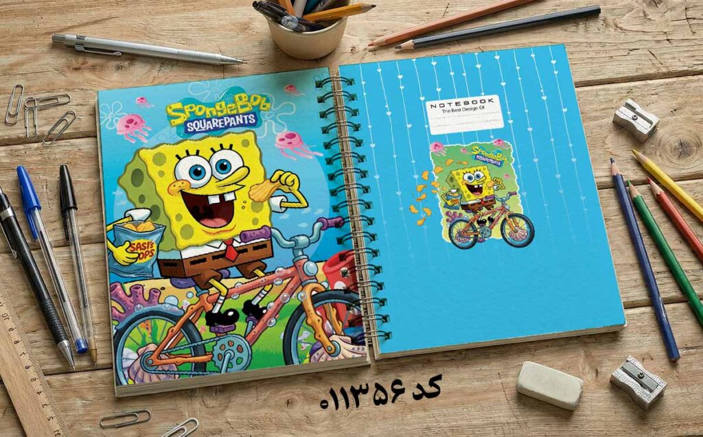 دانلود طرح لایه باز جلد دفتر مشق باب اسفنجی کد011356