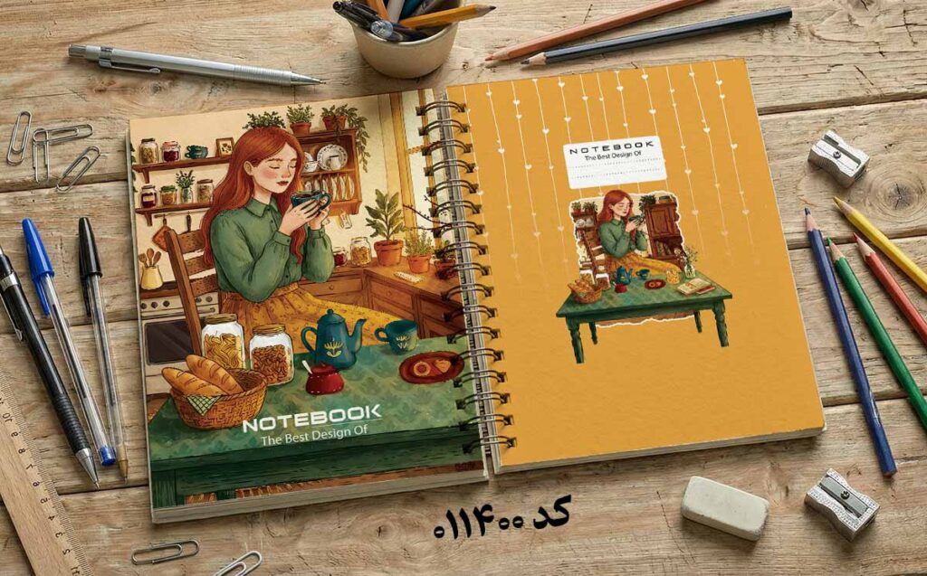 دانلود طرح لایه باز جلد دفتر مشق کلاسیک کد 011400